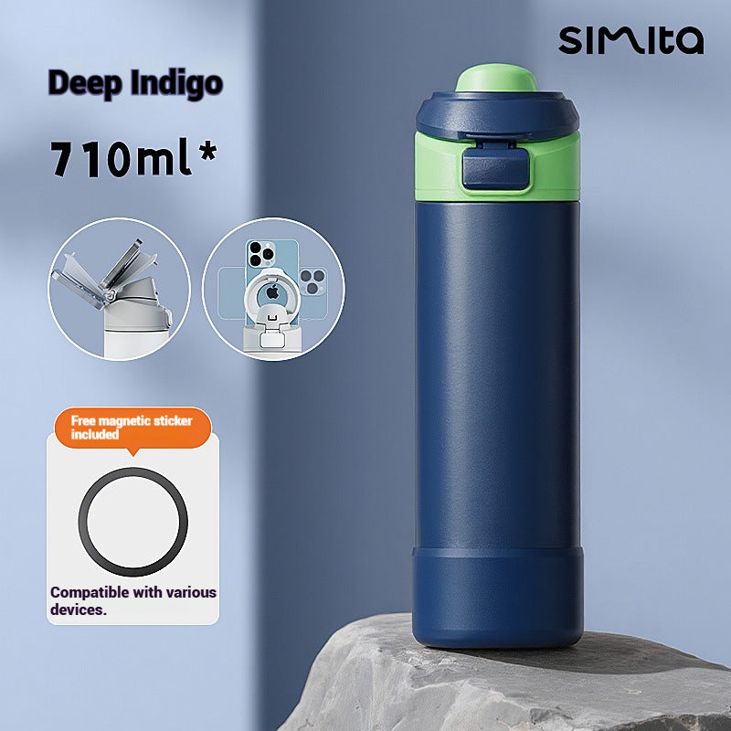 Magnetic Phone Holder Vacuum Insulated Stainless Steel Thermos Cup 710ml