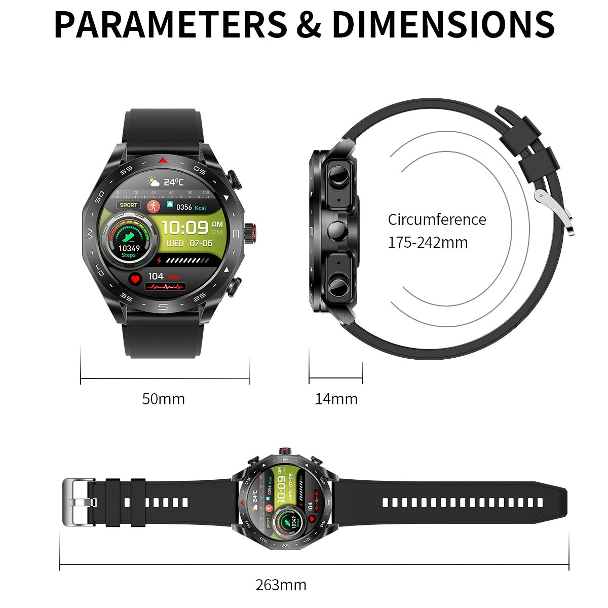 Smart Watch with Bluetooth Earphones