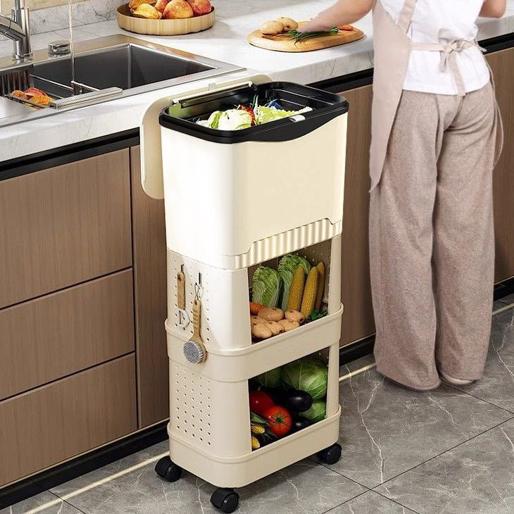 Kitchen Trash Can with Wheels Large Capacity