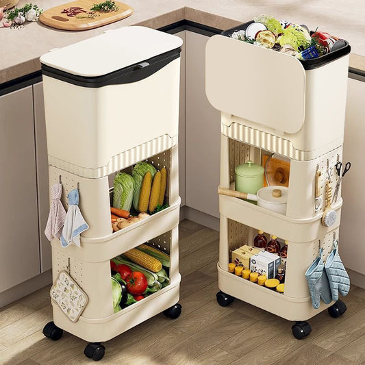Kitchen Trash Can with Wheels Large Capacity